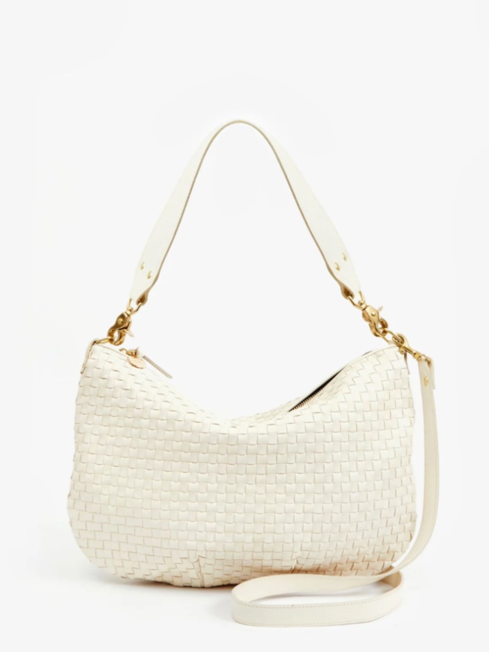 Clare V. Moyen Messenger Bag in Cream Woven Checker